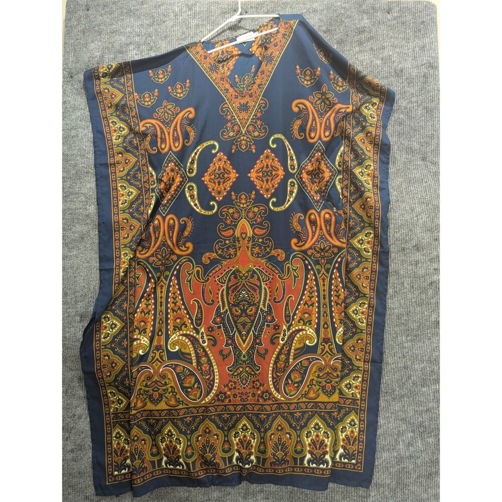 Miss Lavish London Paisley Kaftan Dress L Boho Lounge Wear 100% Polyester